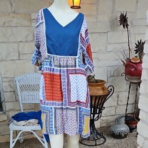 The Vermont Country Store Women Dress Patchwork Collage Bandana Print Size L